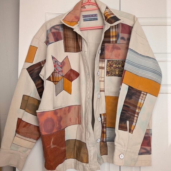 Kimchi Blue Tops - Kimchi Blue Canvas Patchwork Button Shirt